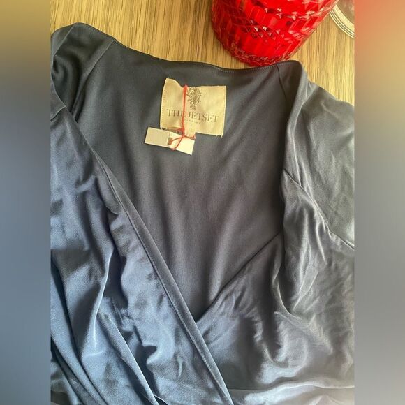 The Jetset Diaries Novella Cap-Sleeve Ruched Maxi Dress Sz  L  Cobalt Blue NEW - Picture 8 of 16